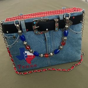ABJ Jeans  Belted, embroidered TEXAS letters 💕 Lovely “ jeans”  BAG